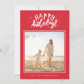 Klassieke Rode Plein Foto Retro Kerstmis Feestdagenkaart (Voorkant)