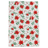 Klassieke rode Poinsettia Patroon Wijn Klein en Medium Cadeauzakje (Voorkant)