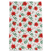 Klassieke rode Poinsettia Patroon Wijn Klein en Medium Cadeauzakje (Achterkant)