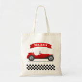 Klassieke rode raceauto kinderen tote bag (Voorkant)