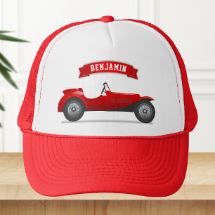 Klassieke rode raceauto kinderen trucker pet