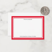 Klassieke rode rand & Stippen monogram Notitiekaartje (Voorkant / Achterkant in situ)