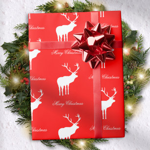 Klassieke Rode Rendier Elegante Kerstmis Cadeaupapier
