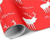 Klassieke Rode Rendier Elegante Kerstmis Cadeaupapier (Rol Hoek)