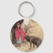 Klassieke Rode Riddertje door Warwick Goble Sleutelhanger (Achterkant)