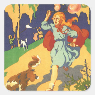 Klassieke Rode Riddertje, Hond en Ballonnen Vierkante Sticker