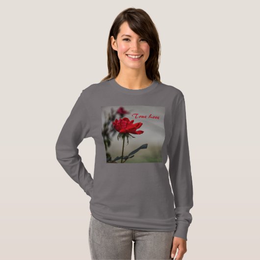 Klassieke rode rode rode rode rode echte liefdesFl T-shirt (Voorkant volledig)