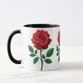 Klassieke rode roos botanische tweekleurige koffie mok