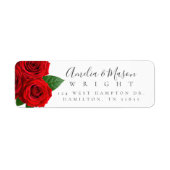 Klassieke Rode Roos Elegant Script Retouradres Etiket (Voorkant)