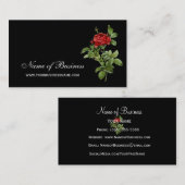 Klassieke Rode Roos Elegante Rode en Zwarte Bloeme Visitekaartje (Voorkant / Achterkant)