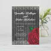 Klassieke Rode Roos op het uitnodigen van het Vell Kaart (Staand voorkant)