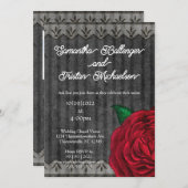 Klassieke Rode Roos op het uitnodigen van het Vell Kaart (Voorkant / Achterkant)