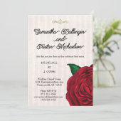 Klassieke Rode Roos op het uitnodigen van het Vell Kaart (Staand voorkant)