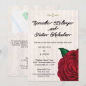 Klassieke Rode Roos op het uitnodigen van het Vell Kaart (Voorkant / Achterkant)