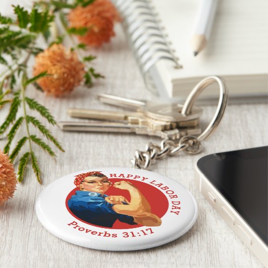 Klassieke rode ROSIE DE RIVETER Sleutelhanger (Zijkant)