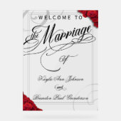 Klassieke Rode Rozen Bloemen Huwelijk Welkom Acryl Bord (Voorkant)