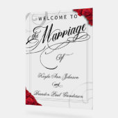 Klassieke Rode Rozen Bloemen Huwelijk Welkom Acryl Bord (Hoek)