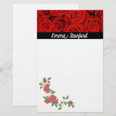 Klassieke rode rozen briefpapier (Voorkant / Achterkant)