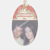 Klassieke rode rozen Eerste kerstfoto van het kopp Keramisch Ornament (Links)