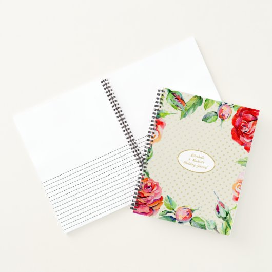Klassieke rode rozen gouden trouw bruidsdouche chi notitieboek (Binnen)