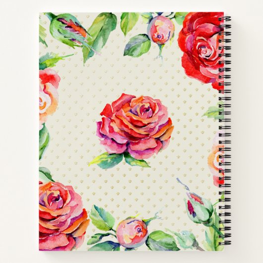 Klassieke rode rozen gouden trouw bruidsdouche chi notitieboek (Achterkant)