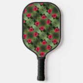 Klassieke rode rozen op de Groene Floral Pickleball Paddle (Achterkant)