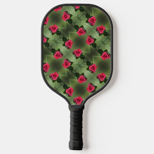 Klassieke rode rozen op de Groene Floral Pickleball Paddle (Achterkant)