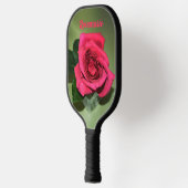 Klassieke rode rozen op de Groene Floral Pickleball Paddle (Links)
