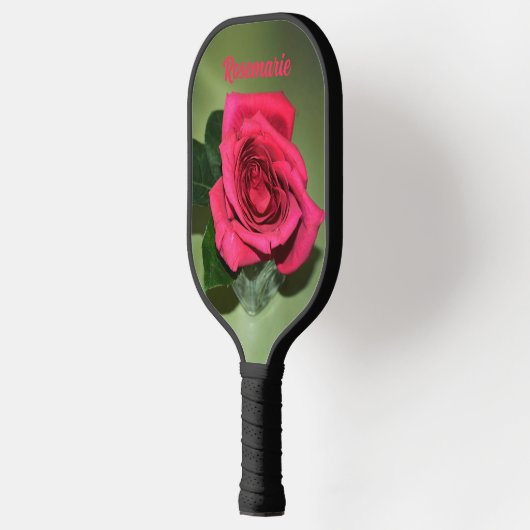 Klassieke rode rozen op de Groene Floral Pickleball Paddle (Links)