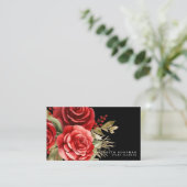 Klassieke Rode Rozen Zwarte Zakelijke Kaarten Visitekaartje (Staand voorkant)