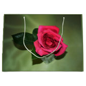 Klassieke rode rozenroze mooi groen groot cadeauzakje (Voorkant)