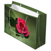 Klassieke rode rozenroze mooi groen groot cadeauzakje (Voorkant Gekanteld)