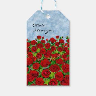 Klassieke rode rozentuin Romantische naam Cadeaulabel