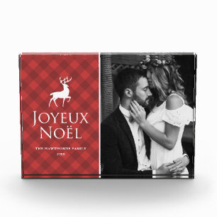 Klassieke rode ruit met herten Joyeux Noël vakanti Fotoblokken