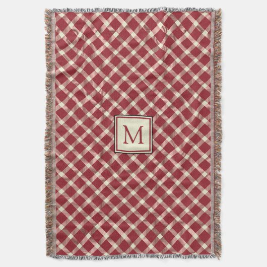 Klassieke rode ruit met monogram in vrijetijdssfee deken (Voorkant Verticaal)