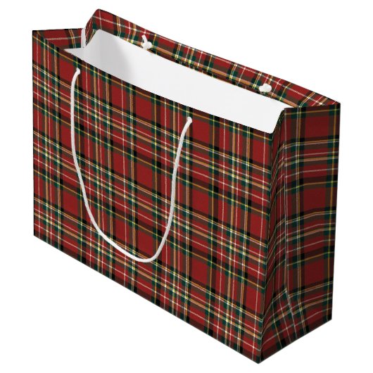 Klassieke Rode Schotse Ruit Kerstmis Groot Cadeauzakje (Voorkant Gekanteld)