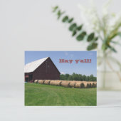 Klassieke rode schuur en hooibalen ansichtkaart briefkaart (Staand voorkant)