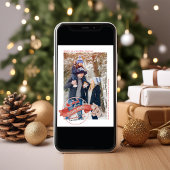 Klassieke Rode Slee Ritten Eén Foto Feestdagenkaart