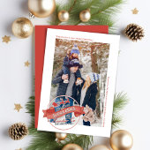 Klassieke Rode Slee Ritten Eén Foto Feestdagenkaart