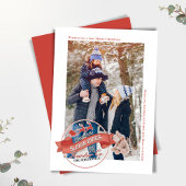 Klassieke Rode Slee Ritten Eén Foto Feestdagenkaart