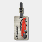 Klassieke rode spierwagen - unieke auto bagagelabel (Voorkant verticaal)