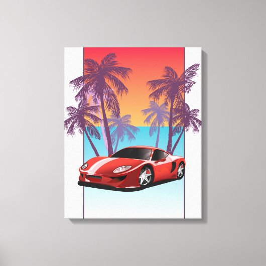 Klassieke rode sportauto canvas afdruk (Voorkant)