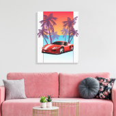 Klassieke rode sportauto canvas afdruk (Insitu (Woonkamer))