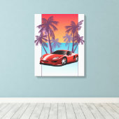 Klassieke rode sportauto canvas afdruk (Insitu (Houten vloer))