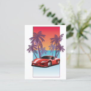 Klassieke rode sportauto feestdagenkaart