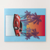 Klassieke rode sportauto legpuzzel (Horizontaal)