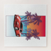 Klassieke rode sportauto legpuzzel (Horizontaal)