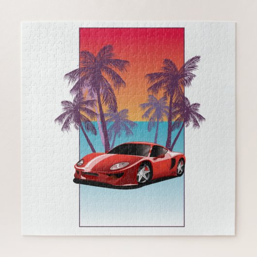 Klassieke rode sportauto legpuzzel (Verticaal)