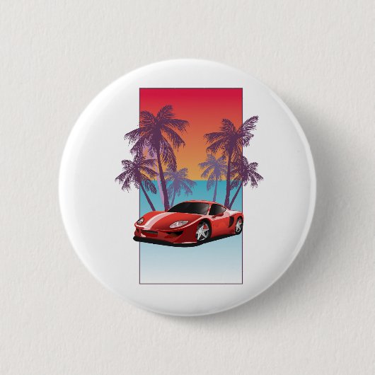 Klassieke rode sportauto ronde button 5,7 cm (Voorkant)