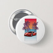 Klassieke rode sportauto ronde button 5,7 cm (Voorkant /achterkant)